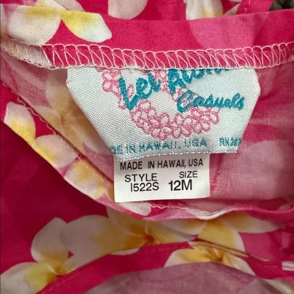 Baby Girls Tropical Hawaiian Hibiscus Summer Sundress in Bright Pink & Yellow - Picture 3 of 6